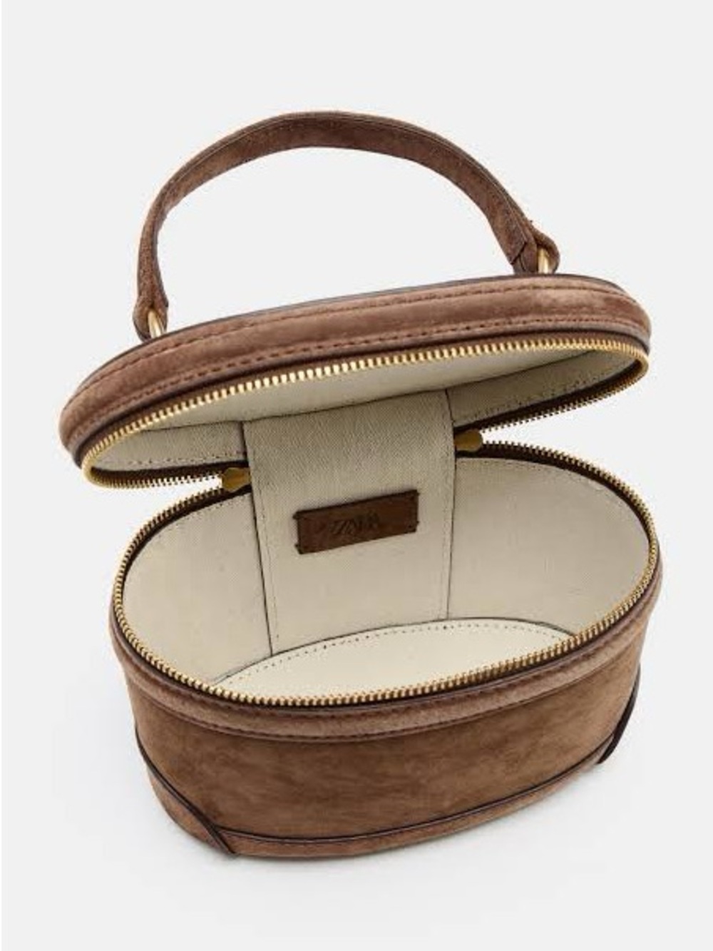 Zara Brown Leather Vanity Bag - NWT - Picture 5 of 6